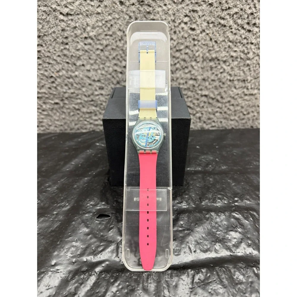 Swatch Varigotti GL118 Silicon Wrist Watch 34mm Skeleton Dial Unisex w/ Case